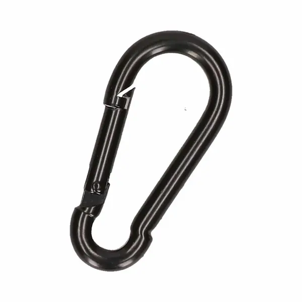 1x Stuks Karabijnhaak / Karabijnhaken Zwart Gelakt Staal 8 Cm - Snaphooks/ Carabiners thumbnail