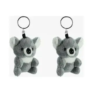 Cornelissen Pluche Koala Knuffel Dier - 2x Stuks - Sleutelhanger - Grijs - 10 Cm - Kleine Knuffels - Om Aan Tas Je Hangen