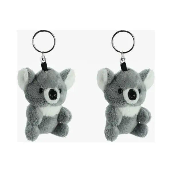 Cornelissen Pluche Koala Knuffel Dier - 2x Stuks - Sleutelhanger - Grijs - 10 Cm - Kleine Knuffels - Om Aan Tas Je Hangen thumbnail