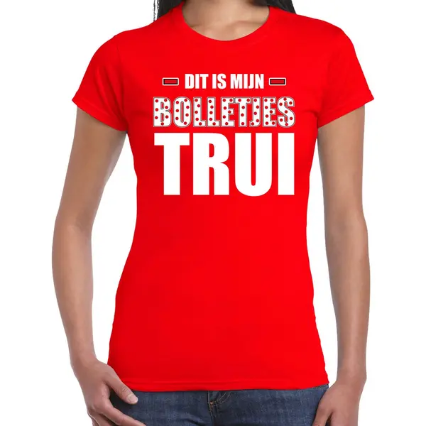 Bellatio Decorations Dit Is Mijn Bolletjes Trui Fun Tekst T-shirt Rood Voor Dames - Foute Fun Tekst Shirt / Outfit - Wieler Tour / Wielerwedstrijd Bergtrui Rood Xs thumbnail