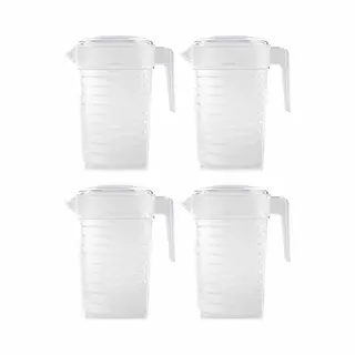 PlasticForte Waterkan Met Deksel - Pakket Van 4x Stuks - 2 Liter - Transparant - Kunststof - Schenkkan Karaf
