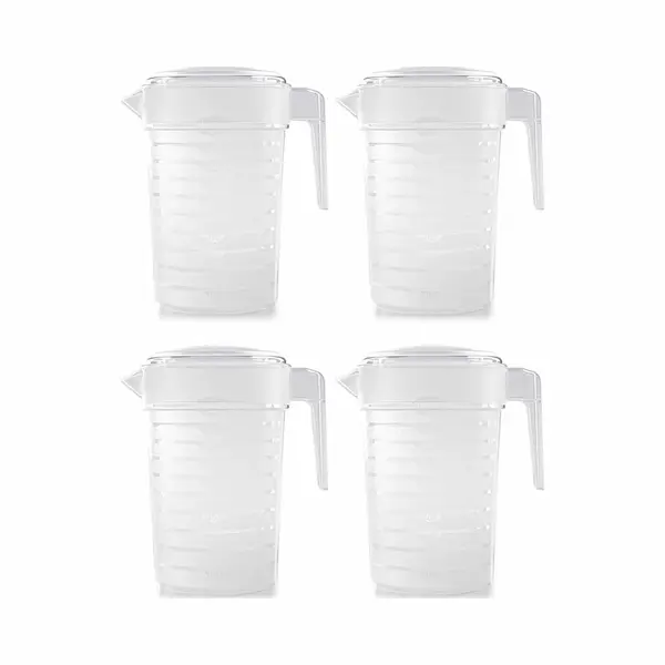 PlasticForte Waterkan Met Deksel - Pakket Van 4x Stuks - 2 Liter - Transparant - Kunststof - Schenkkan Karaf thumbnail