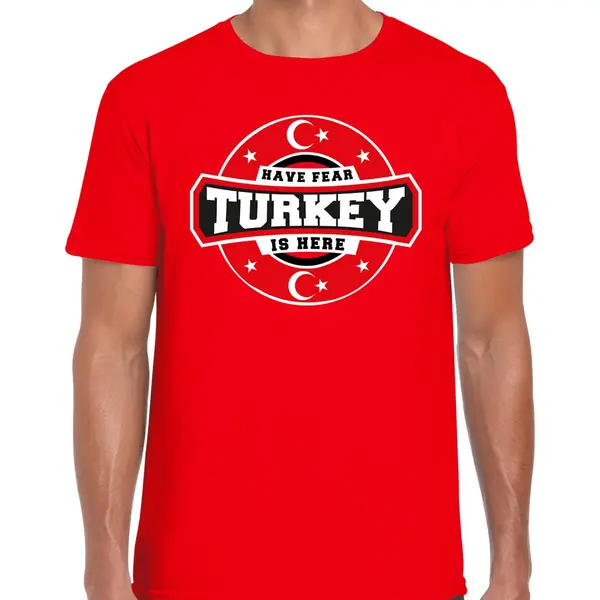 Bellatio Decorations Have Fear Turkey Is Here T-shirt Met Sterren Embleem In De Kleuren Van De Turkse Vlag - Rood - Heren - Turkije Supporter / Turks Elftal Fan Shirt / Ek thumbnail
