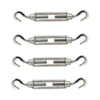 Spanschroeven/draadspanner Met 2 Haken - 4x - 11 Cm - Verzinkt Staal - 70kg- Klusbenodigdheden - Op Spanning Brengen Van Kabels, Touw En Kettingen