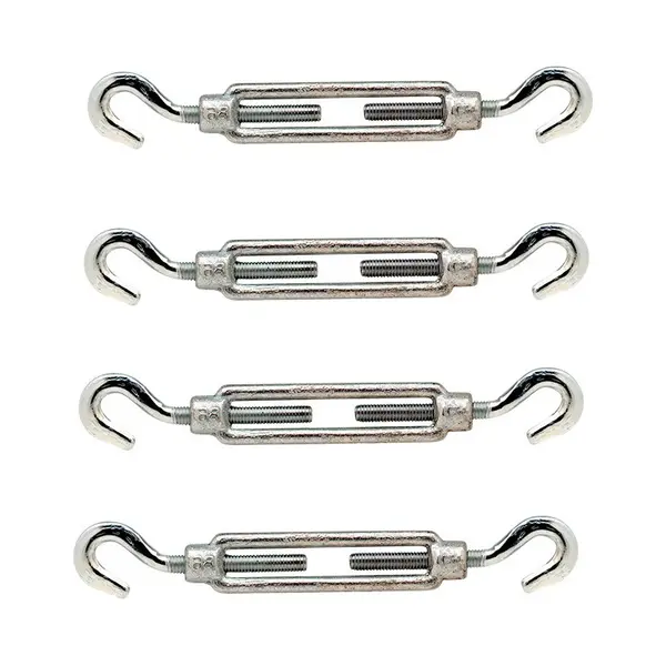 Spanschroeven/draadspanner Met 2 Haken - 4x - 11 Cm - Verzinkt Staal - 70kg- Klusbenodigdheden - Op Spanning Brengen Van Kabels, Touw En Kettingen thumbnail