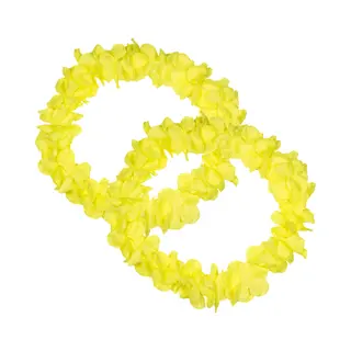 Hawaii Kransen Bloemen Slingers - Set Van 3x Stuks - Neon Geel - Verkleed Accessoires - Kinderen/volwassenen