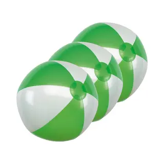 Inspirion Opblaasbare Speelgoed Strandbal - 10x - Groen/wit - Dia 28 Cm - Strandballen - Buiten Speelgoed - Strand Speelgoed - Pvc