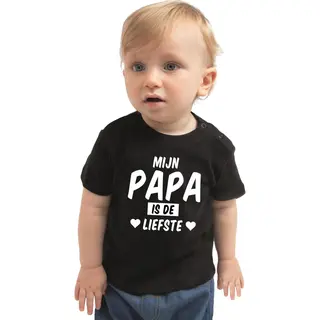 Bellatio Decorations Mijn Papa Is De Liefste Cadeau T-shirt Zwart Voor Peuter / Kinderen - Jongen / Meisje 92