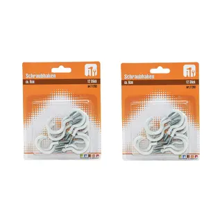 Schroefhaken Wit Gebogen - Set Van 24x Stuks - 2 X 54 Mm - Ophanghaakjes