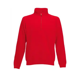 Fruit of the Loom Rode Fleece Sweater/trui Met Rits Kraag Voor Heren/volwassenen - Katoenen/polyester Sweaters/truien 2XL