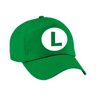 Bellatio Decorations Verkleed Pet / Carnaval Pet - Loodgieter Luigi - Groen - Voor Kinderen - Baseballcap