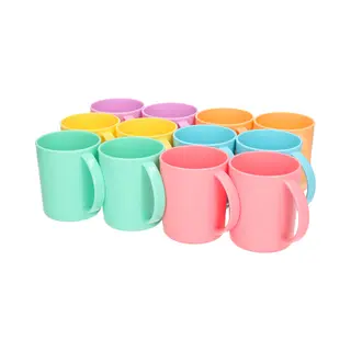 PlasticForte Drinkbekers - 12x Stuks - Gekleurd - Kunststof - 350 Ml - Limonade Bekers/ Mokken