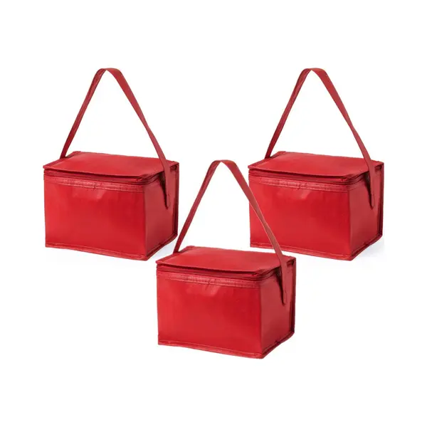 10x Stuks Kleine Mini Koeltasjes Rood Sixpack Blikjes - Compacte Koelboxen/koeltassen thumbnail