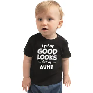 Bellatio Decorations I Get My Good Looks From My Aunt Cadeau T-shirt Zwart Voor Peuter / Kinderen - Jongen / Meisje 86