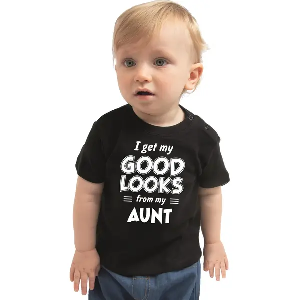Bellatio Decorations I Get My Good Looks From My Aunt Cadeau T-shirt Zwart Voor Peuter / Kinderen - Jongen / Meisje 86 thumbnail