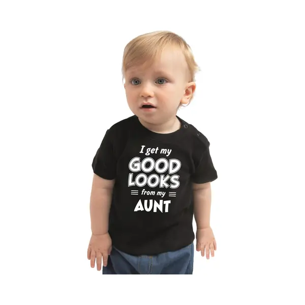 Bellatio Decorations I Get My Good Looks From My Aunt Cadeau T-shirt Zwart Voor Peuter / Kinderen - Jongen / Meisje 98 thumbnail