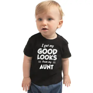 Bellatio Decorations I Get My Good Looks From My Aunt Cadeau T-shirt Zwart Voor Baby - Unisex - Jongens / Meisjes 80