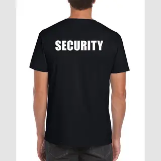 Bellatio Decorations Security Grote Maten T-shirt Zwart Voor Heren - Bedrukking Aan Voor- En Achterkant - Beveiliger Shirt Xxxl