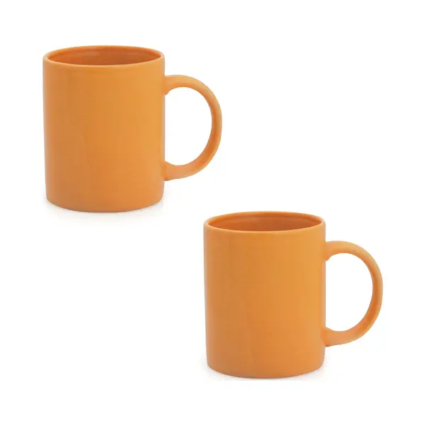 Bellatio Design Koffie Mokken/bekers - 6x - Keramiek - Glans - Met Oor - Oranje - 370 Ml thumbnail
