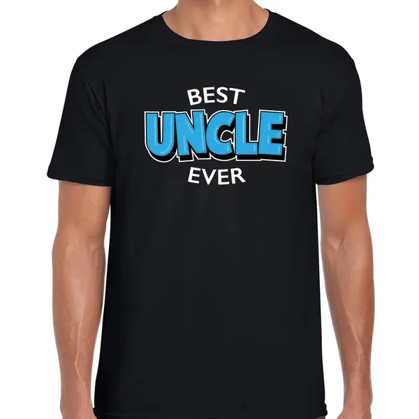 Bellatio Decorations Best Uncle Ever / Beste Oom Ooit Cadeau T-shirt - Zwart Met Blauwe En Witte Letters - Voor Heren - Verjaardag Shirt / Kado Shirt Voor Ooms Xxl thumbnail