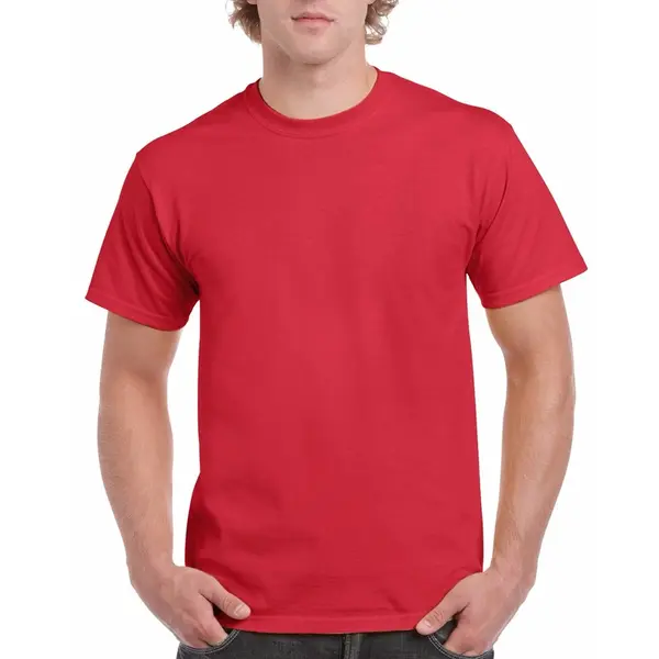 Gildan Set Van 2x Stuks Rode Katoenen T-shirts Voor Heren 100% Katoen - Zware 200 Grams Kwaliteit - Basic Shirts, Maat, M (38/50) thumbnail