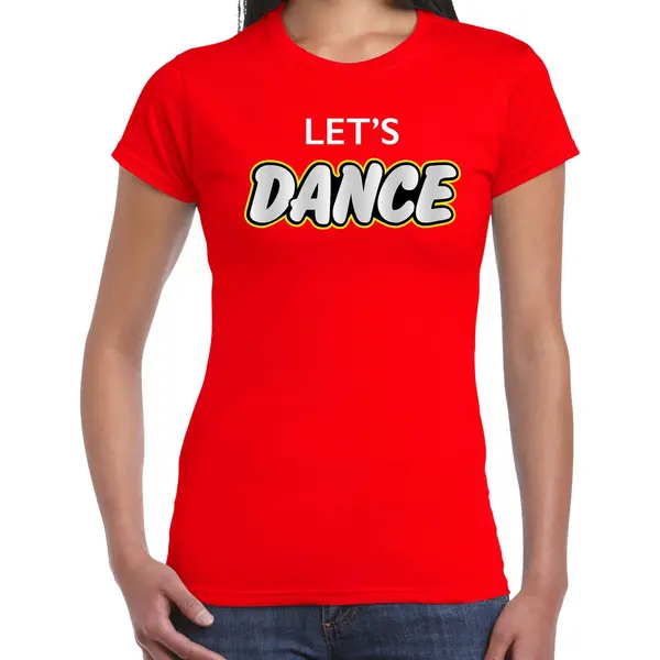 Bellatio Decorations Dance Party T-shirt / Shirt Lets Dance - Rood - Voor Dames - Dance / Party Shirt / Feest Shirts / Disco Seventies Feest Shirts / Festival Outfit Xxl thumbnail