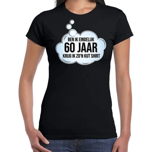 Bellatio Decorations Ben Ik Eindelijk 60 Jaar Verjaardag Cadeau T-shirt / Shirt - Zwart - Voor Dames - Verjaardags Shirt / 60 Jaar / Outfit S thumbnail