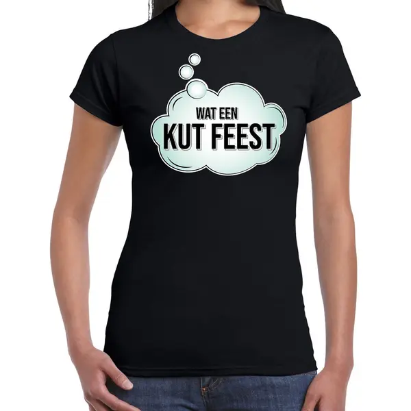 Bellatio Decorations Foute Party T-shirt Voor Dames - Zwart - Wat Een Kut Feest - Verkleed / Feest Kleding Xl thumbnail