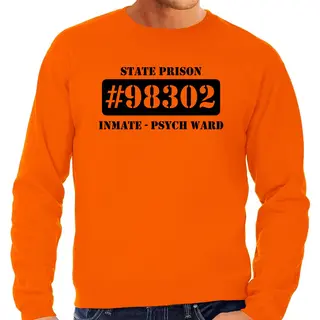 Bellatio Decorations Boeven / Gevangenen Verkleed Sweater - Oranje - Voor Heren - Carnaval - Boevenpak/ Kostuum - Verkleedkleding L
