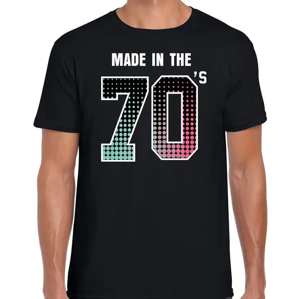 Bellatio Decorations Seventies T-shirt - Shirt Made In The 70s - Geboren In De Jaren 70 - Zwart - Voor Heren - Disco - Feestkleding S thumbnail