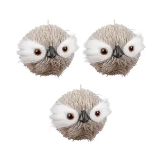 4x Kersthanger Figuurtjes Uil Beige 9 Cm - Kerstornamenten En Kersthangers - Kerstboomversiering