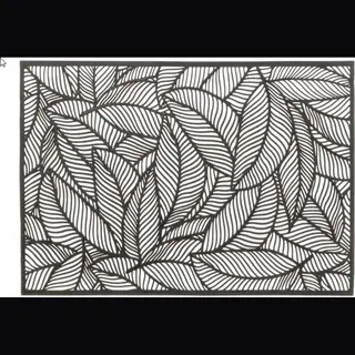Unique Living Placemat Nissa - 6x - Zwart Bladmotief - 30 X 45 Cm - Tafeldecoratie