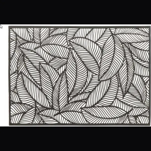 Unique Living Placemat Nissa - 6x - Zwart Bladmotief - 30 X 45 Cm - Tafeldecoratie thumbnail