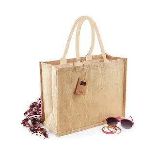 Westford Mill Jute Boodschappentas/shopper - Naturel - 42 X 33 X 19 Cm - Naturel Goodiebag - 21 Liter