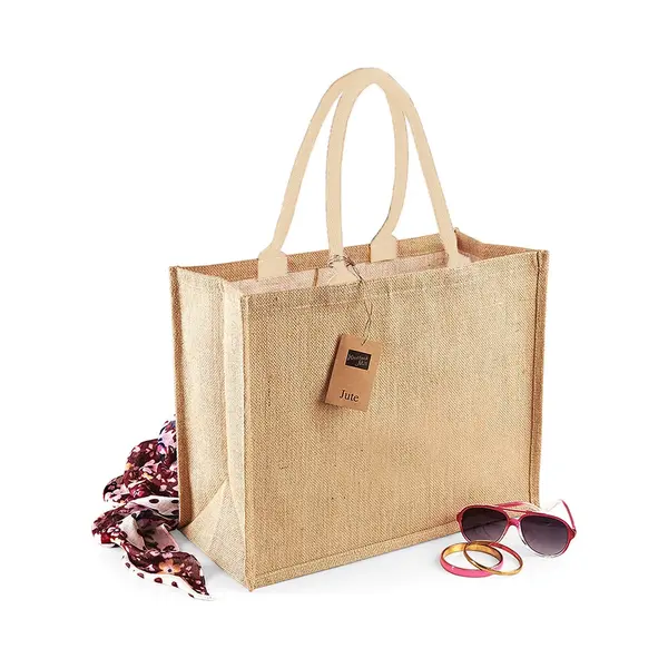 Westford Mill Jute Boodschappentas/shopper - Naturel - 42 X 33 X 19 Cm - Naturel Goodiebag - 21 Liter thumbnail