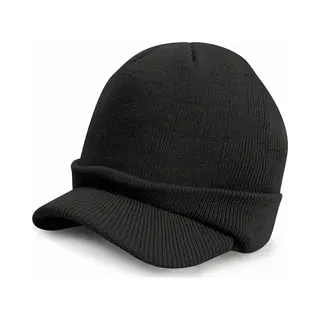 Result Wintermuts - Met Visor Klep - Zwart - Volwassenen - Polyacryl - Heren / Dames Muts