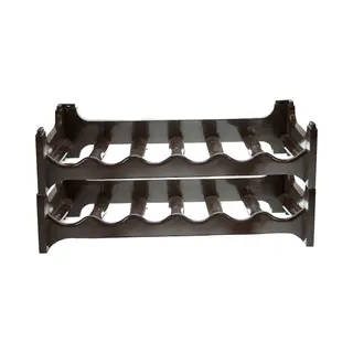 PlasticForte Wijnrek - Stapelbaar - Voor 6 Flessen - Kunststof - Bruin - 60, 5 Cm - Wijnflessen Rek