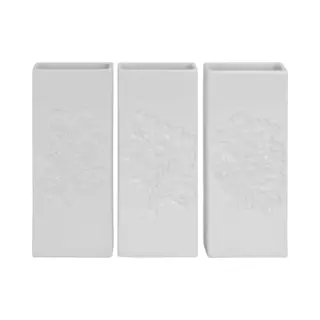 3x Witte Radiator Bak Waterverdampers 20 Cm - Bloemen Motief - Waterverdampers Voor De Verwarming - Luchtvochtigheid Verhogen