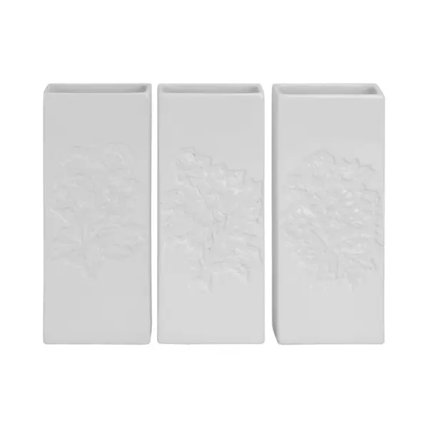 3x Witte Radiator Bak Waterverdampers 20 Cm - Bloemen Motief - Waterverdampers Voor De Verwarming - Luchtvochtigheid Verhogen thumbnail
