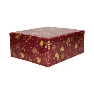 Bellatio Decorations Luxe Kerst Inpakpapier - Cadeaupapier - 1x Rollen - Bordeaux - Kerst Classics - 250 X 70 Cm