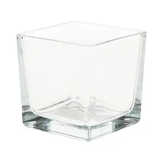 Glazen Theelichtjes/waxinelichtjes Kaarsenhouder - Vierkant - Transparant - 8 X 8 Cm