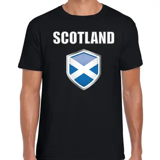 Bellatio Decorations Schotland Vlag Thema Landen T-shirt - Zwart - Voor Heren - Supporters Kleding - Korte Mouwen - Vlaggen Schild L