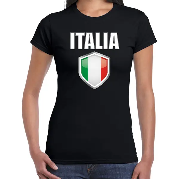 Bellatio Decorations Verkleed Supporters T-shirt Voor Dames - Italië Landen Supporters - Zwart - Aanmoedigen Xs thumbnail