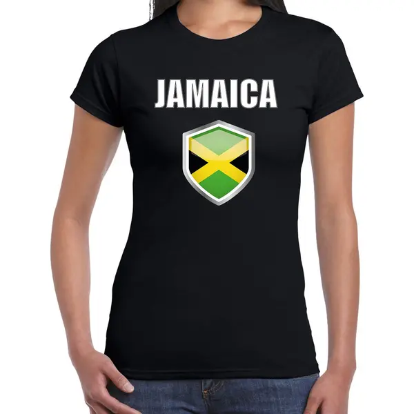 Bellatio Decorations Jamaica Landen Supporters T-shirt - Zwart - Dames - Fan Kleding - Korte Mouwen - Met Vlag Schild - Katoen Xxl thumbnail