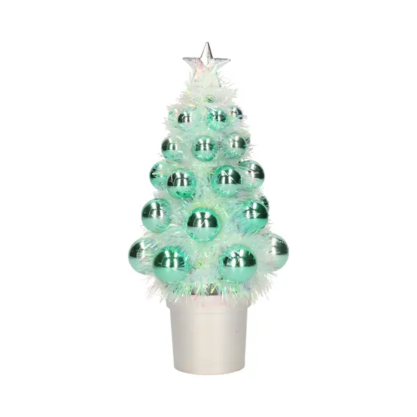Mini Kunst Kerstboompje Mint Groen Met Kerstballen 19 Cm - Kerstversiering - Kunstboompje thumbnail