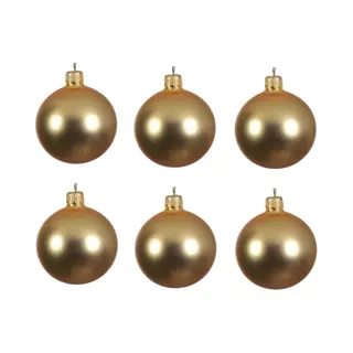 Decoris Kerstballen - 12x - Goud - 8 Cm - Glas - Mat - Velvet - Kerstversiering