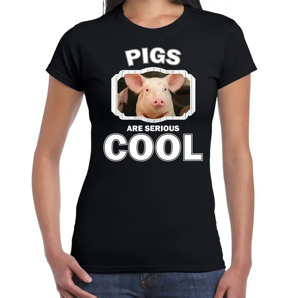Bellatio Decorations Dieren Varkens T-shirt Zwart Dames - Pigs Are Serious Cool Shirt - Cadeau T-shirt Varken/ Varkens Liefhebber Xl thumbnail