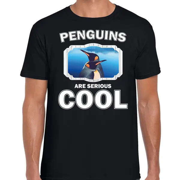 Bellatio Decorations Dieren Pinguins T-shirt Zwart Heren - Penguins Are Serious Cool Shirt - Cadeau T-shirt Pinguin/ Pinguins Liefhebber Xl thumbnail