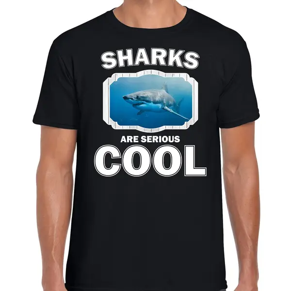 Bellatio Decorations Dieren Haaien T-shirt Zwart Heren - Sharks Are Serious Cool Shirt - Cadeau T-shirt Haai/ Haaien Liefhebber L thumbnail