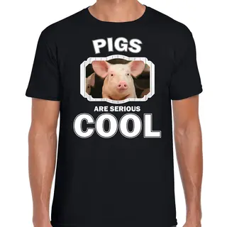 Bellatio Decorations Dieren Varkens T-shirt Zwart Heren - Pigs Are Serious Cool Shirt - Cadeau T-shirt Varken/ Varkens Liefhebber L